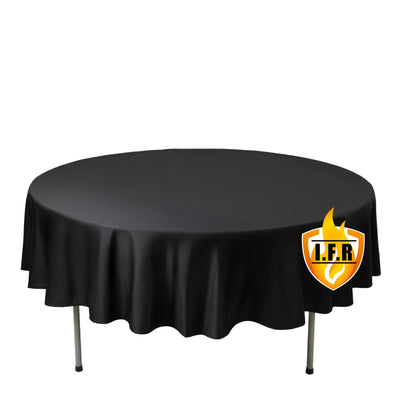Fire Retardant Scuba Tablecloth â€“ 90" Round Black, Wrinkle Free, Stain Resistant Polyester Cover