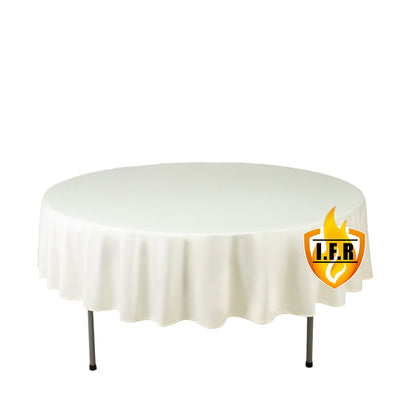 Fire Retardant Scuba Tablecloth â€“ 90" Round Ivory, Wrinkle Free, Stain Resistant Polyester Cover