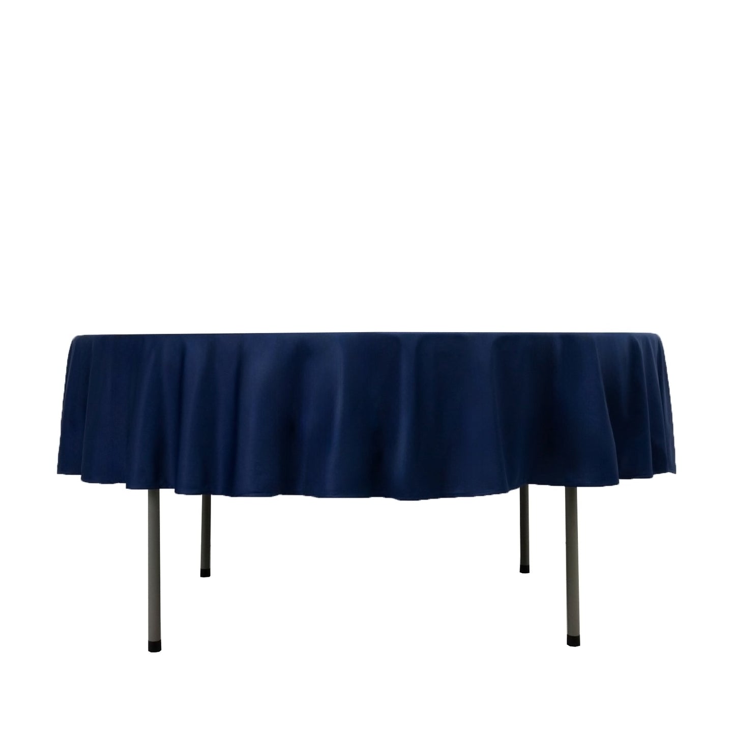 Fire Retardant Scuba Tablecloth â€“ 90" Round Navy Blue, Wrinkle Free, Stain Resistant Polyester Cover