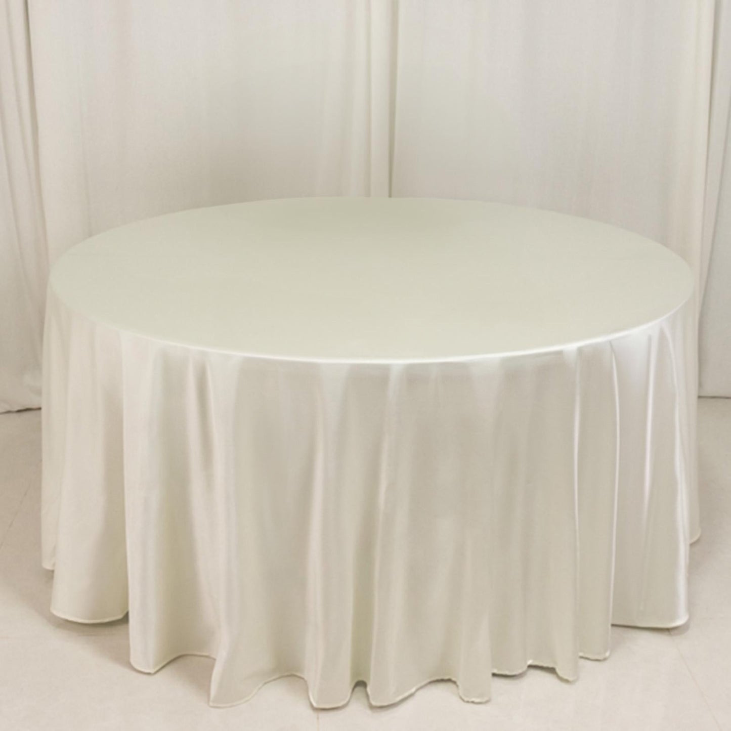 Scuba Round 120" Tablecloth Shimmering Pearl White - Wrinkle Free, Stain Resistant & Seamless Table Cover