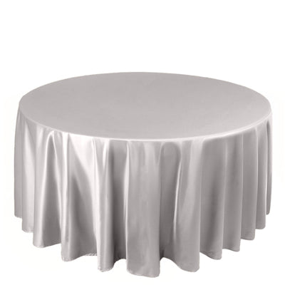 Scuba Round 120" Tablecloth Shimmering Silver - Wrinkle Free, Stain Resistant & Seamless Table Cover