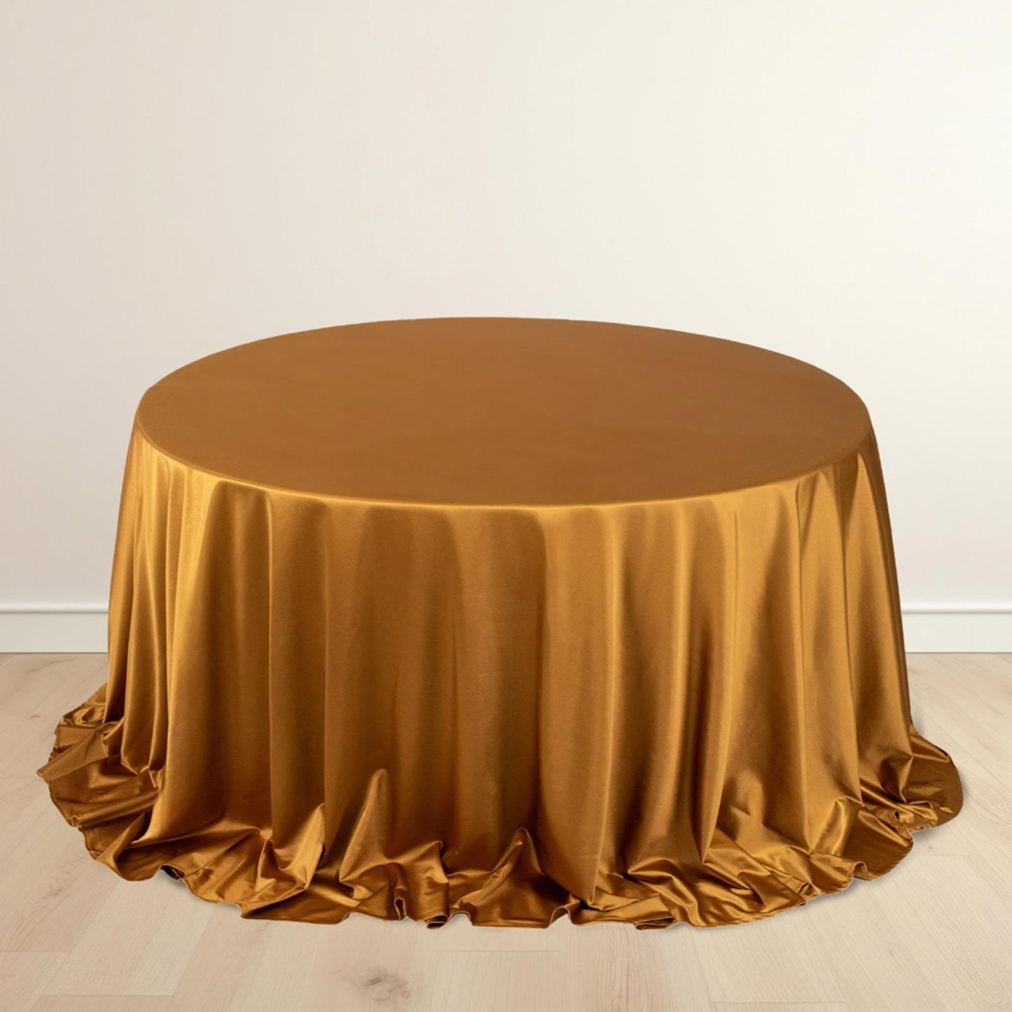 Scuba Round 132" Tablecloth Shimmering Gold - Wrinkle Free, Stain Resistant & Seamless Table Cover for Weddings and Parties