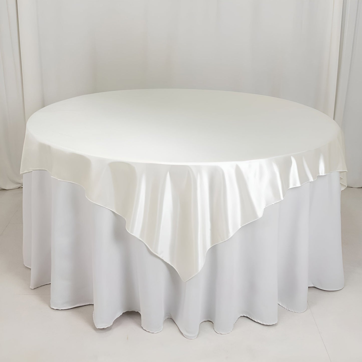 Scuba 70"x70" Table Overlay Square Tablecloth Shimmer Pearl White - Wrinkle Free & Stain Resistant Table Cover for Weddings and Parties