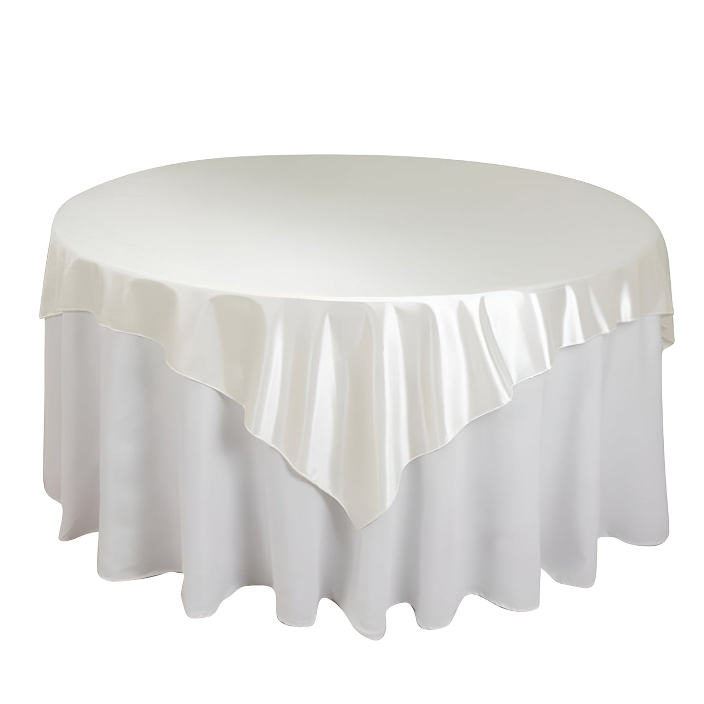 Scuba 70"x70" Table Overlay Square Tablecloth Shimmer Pearl White - Wrinkle Free & Stain Resistant Table Cover for Weddings and Parties