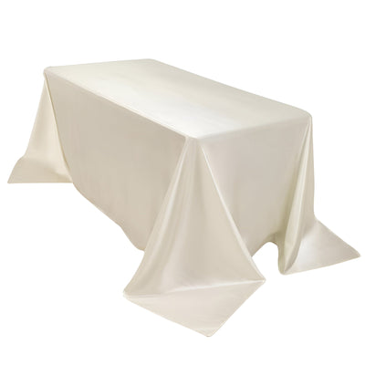 Scuba Rectangular 90"x132" Tablecloth Shimmering Pearl White - Wrinkle Free & Stain Resistant Seamless Table Cover