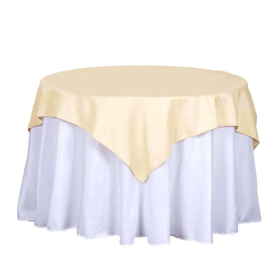 Polyester 54"x54" Table Overlay Square Tablecloth Beige - Wrinkle-Resistant & Durable Table Cover