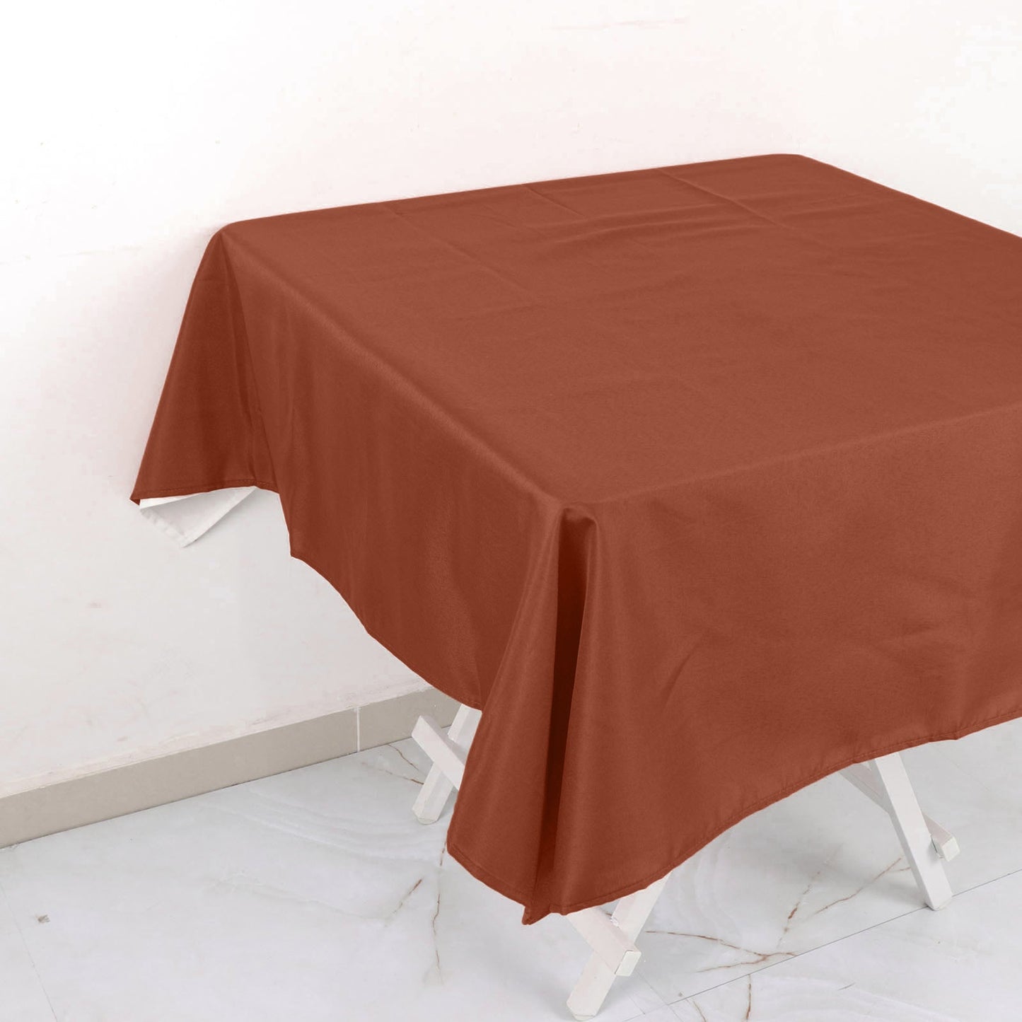 Polyester Square 54"x54" Tablecloth Terracotta (Rust) - Wrinkle-Resistant & Durable Table Cover
