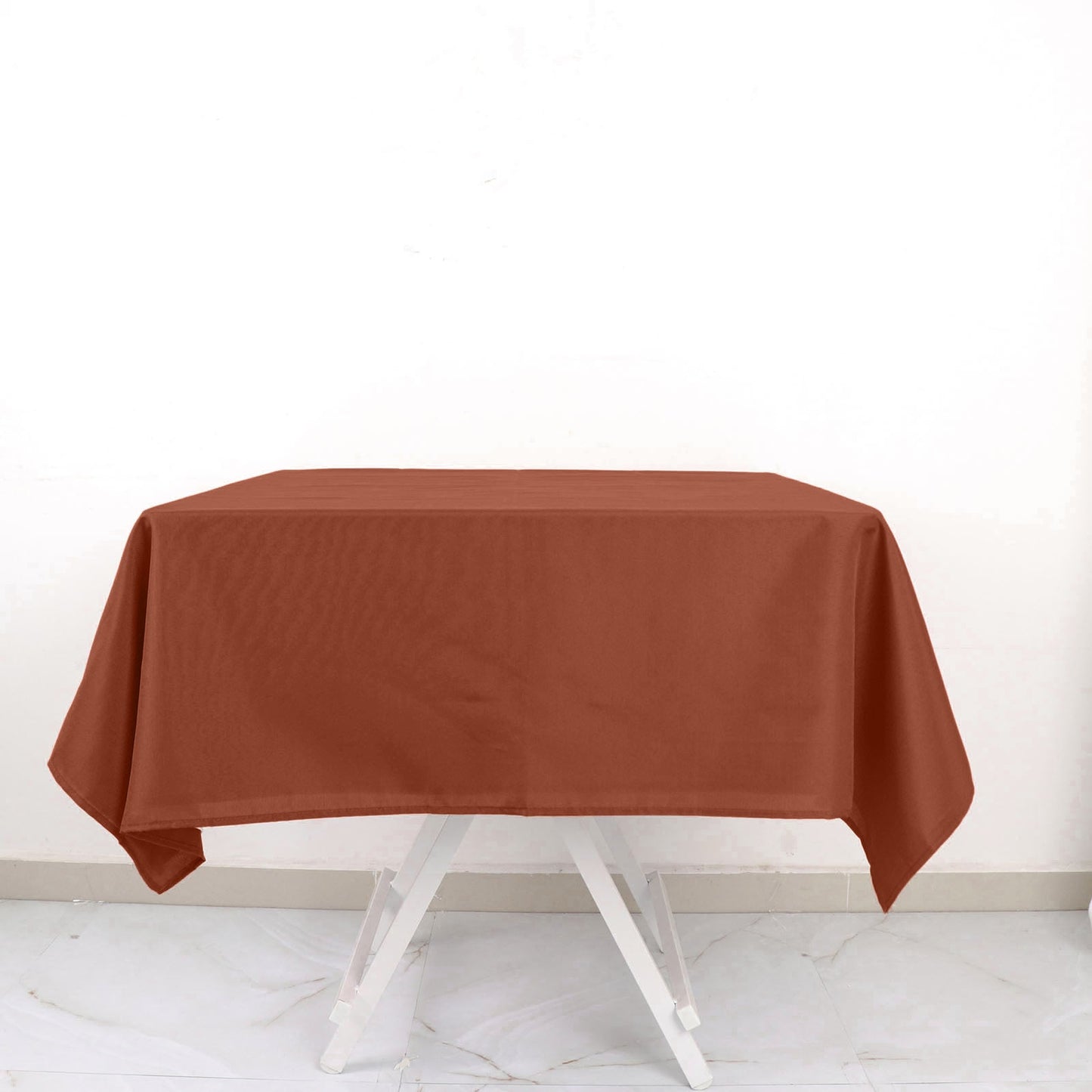 Polyester 54"x54" Table Overlay Square Tablecloth Terracotta (Rust) - Wrinkle-Resistant & Durable Table Cover