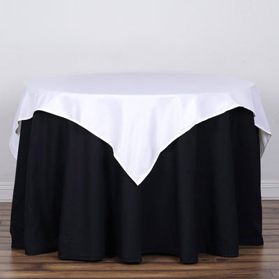 Polyester 54"x54" Table Overlay Square Tablecloth White - Wrinkle-Resistant & Durable Table Cover for Events