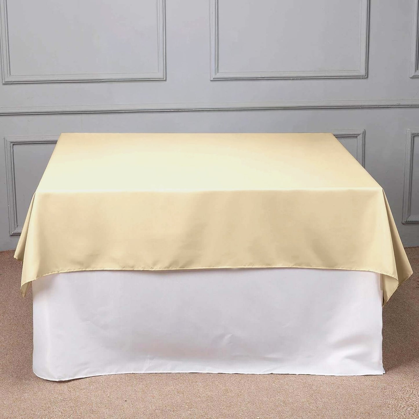 Polyester 70"x70" Table Overlay Square Tablecloth Beige - Wrinkle-Resistant & Durable Table Cover