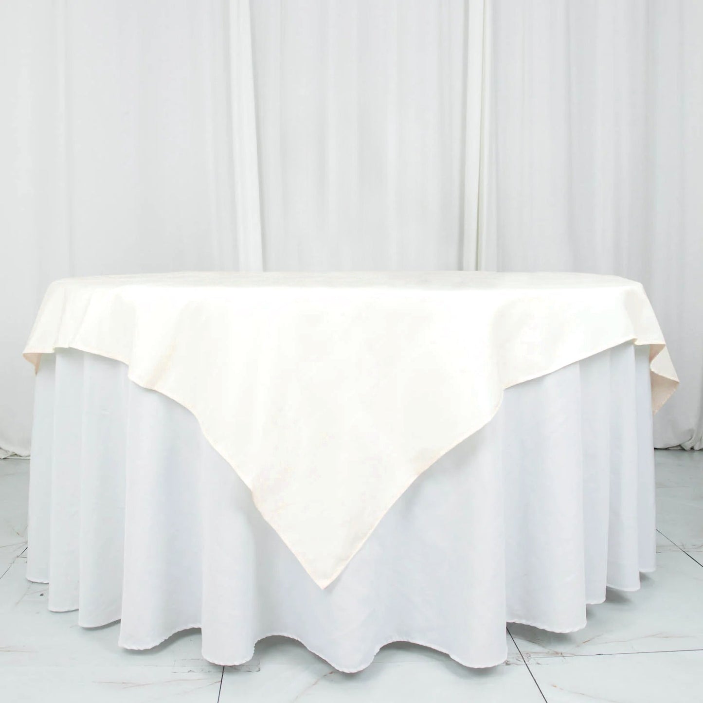 Premium Polyester 70"x70" Table Overlay Square Tablecloth Ivory 220GSM Wrinkle-Resistant Table Cover
