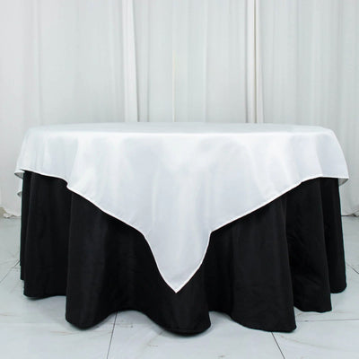 Premium Polyester 70"x70" Table Overlay Square Tablecloth White 220GSM Wrinkle-Resistant Table Cover for Stylish Gatherings