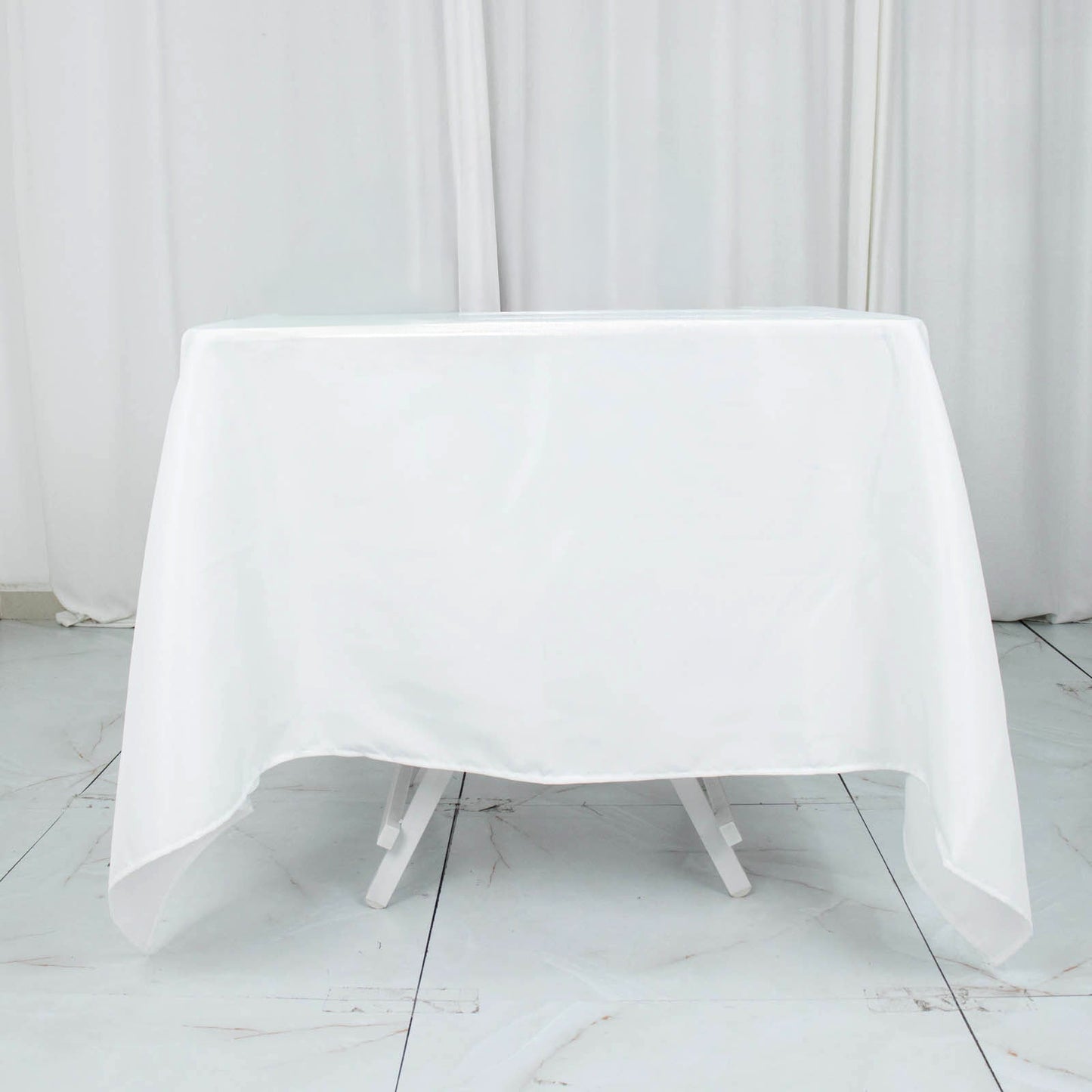 Premium Polyester Square Tablecloth 70"x70" White 220GSM Wrinkle-Resistant Table Cover for Stylish Gatherings
