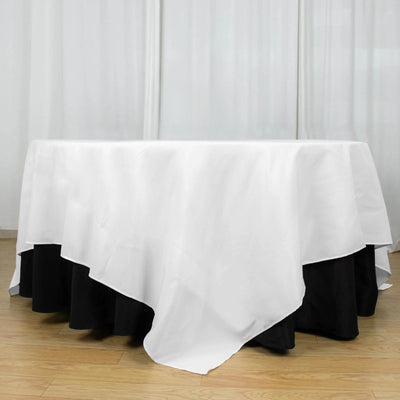 Premium Polyester 90"x90" Table Overlay Square Tablecloth White 220GSM Wrinkle-Resistant Table Cover Stylish Gatherings