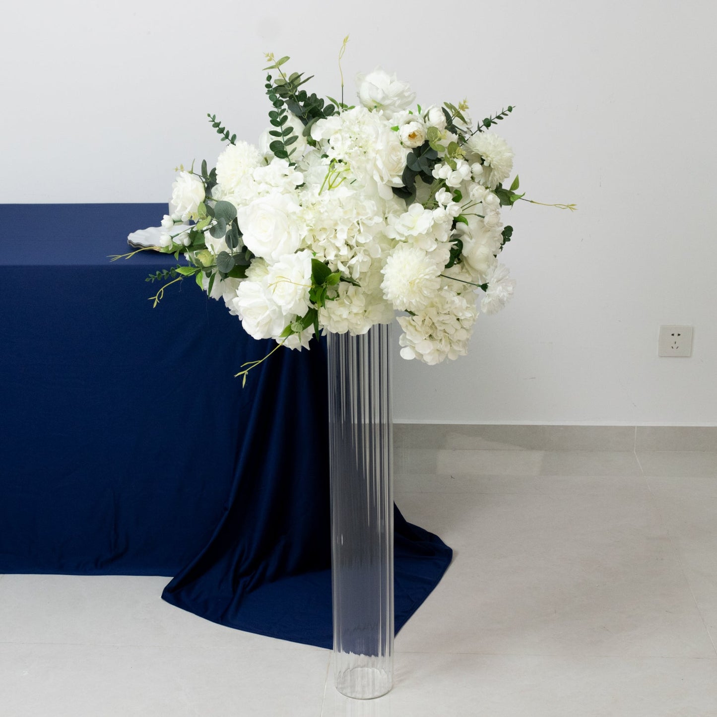 32" Ribbed Cylinder Floor Vases 2 Pack â€“ Tall Clear Glass Vases for Event Aisles, Entryways & Wedding Decor