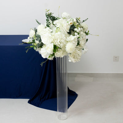 32" Ribbed Cylinder Floor Vases 2 Pack â€“ Tall Clear Glass Vases for Event Aisles, Entryways & Wedding Decor