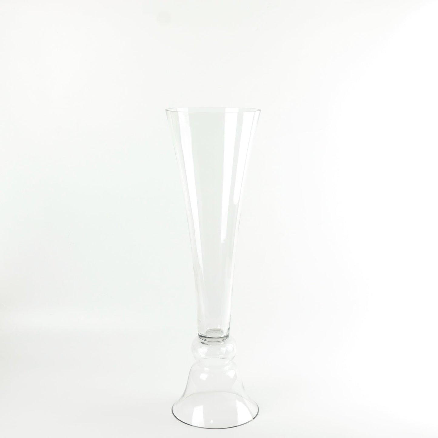 Set of 2 Glass Trumpet Vases Reversible Clarinet Style Clear - Decorative Flower Centerpieces for Events 30"