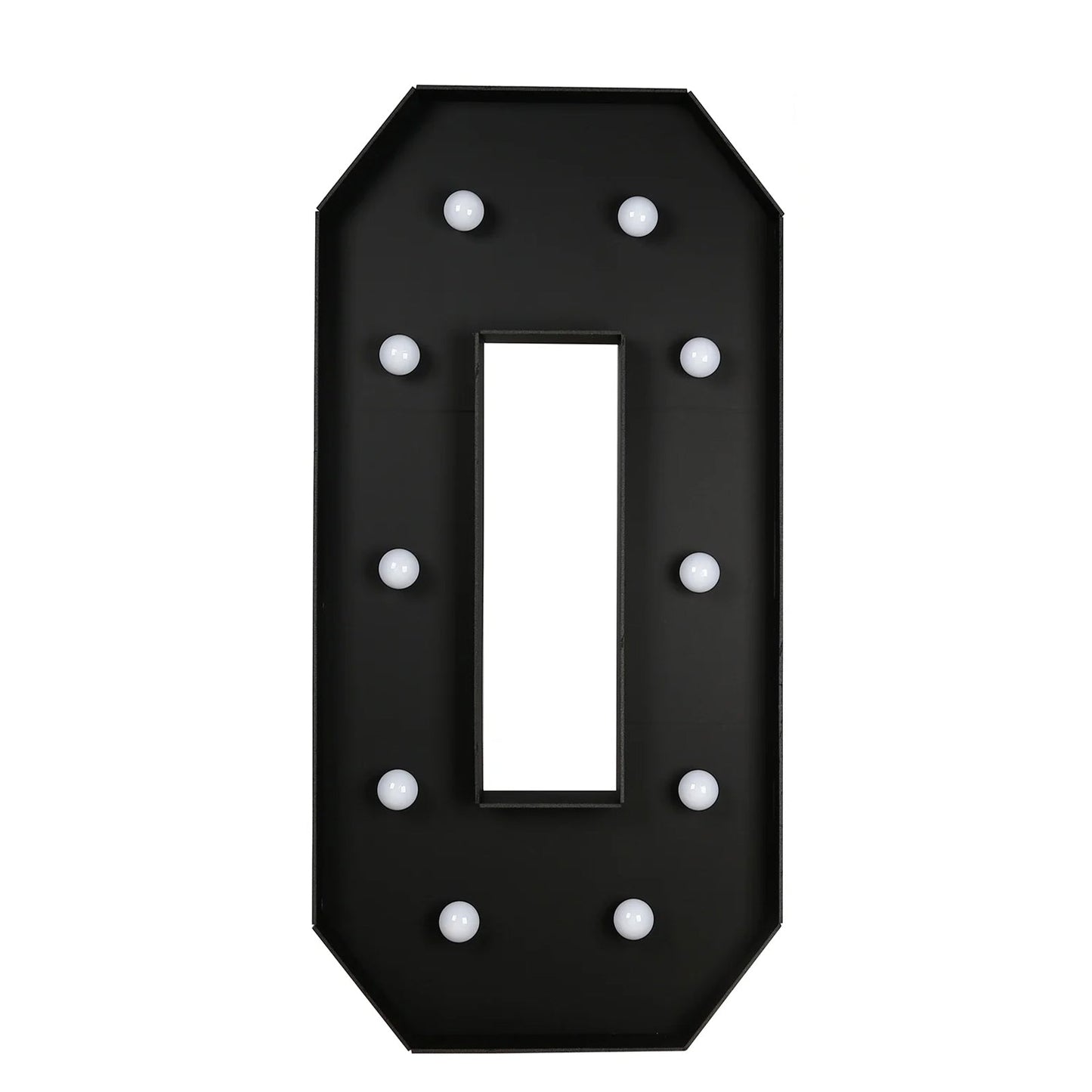 Giant LED Marquee Light Up Number "0", Black 4ft Pre-Cut Foam Board with 10 Warm White Battery Operated LEDs, Glue Gun and Sticks