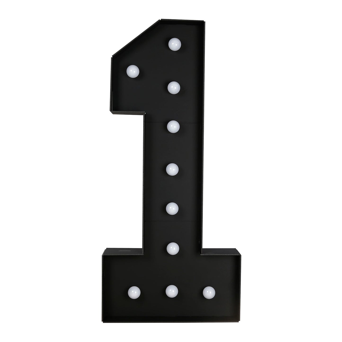 Giant LED Marquee Light Up Number "1", Black 4ft Pre-Cut Foam Board with 10 Warm White Battery Operated LEDs, Glue Gun and Sticks