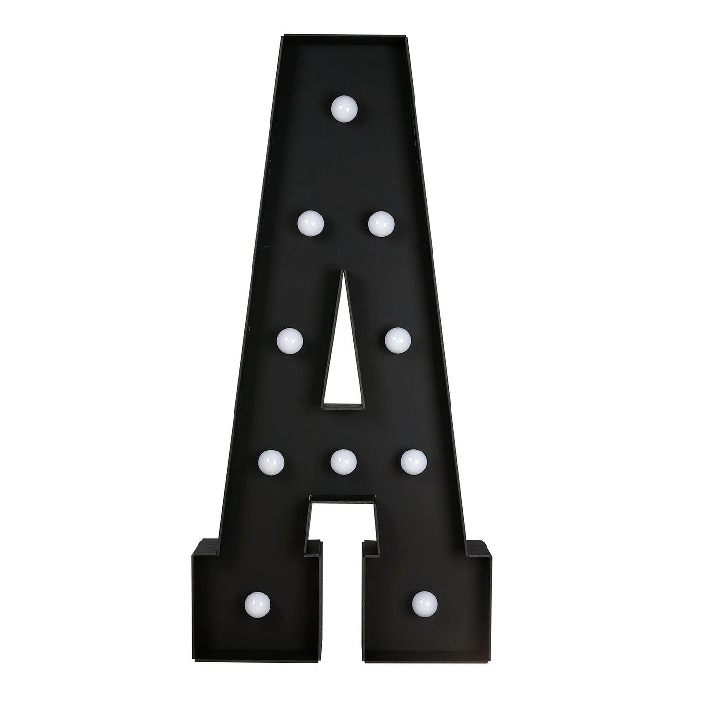 Giant LED Marquee Light Up Letter "A", Black 4ft Pre-Cut Foam Board with 10 Warm White Battery Operated LEDs, Glue Gun and Sticks