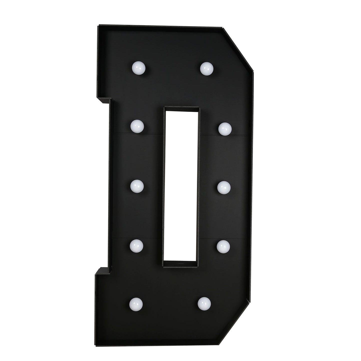 Giant LED Marquee Light Up Letter "D", Black 4ft Pre-Cut Foam Board with 10 Warm White Battery Operated LEDs, Glue Gun and Sticks