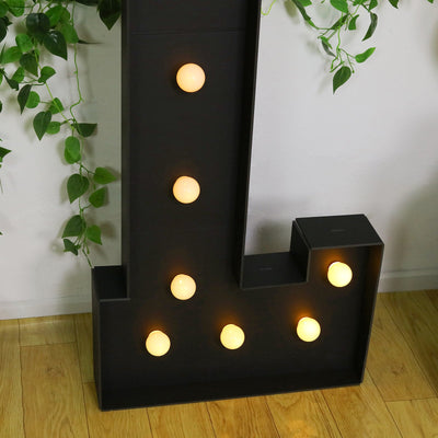 Giant LED Marquee Light Up Letter "L", Black 4ft Pre-Cut Foam Board with 10 Warm White Battery Operated LEDs, Glue Gun and Sticks