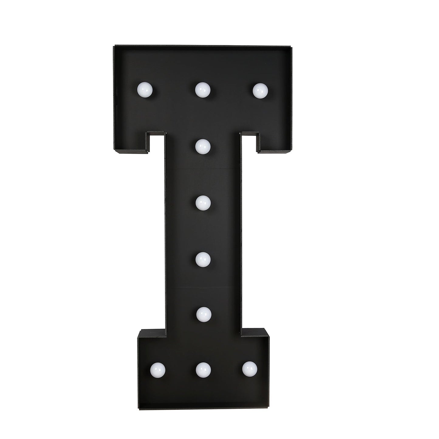 Giant LED Marquee Light Up Letter "T", Black 4ft Pre-Cut Foam Board with 10 Warm White Battery Operated LEDs, Glue Gun and Sticks