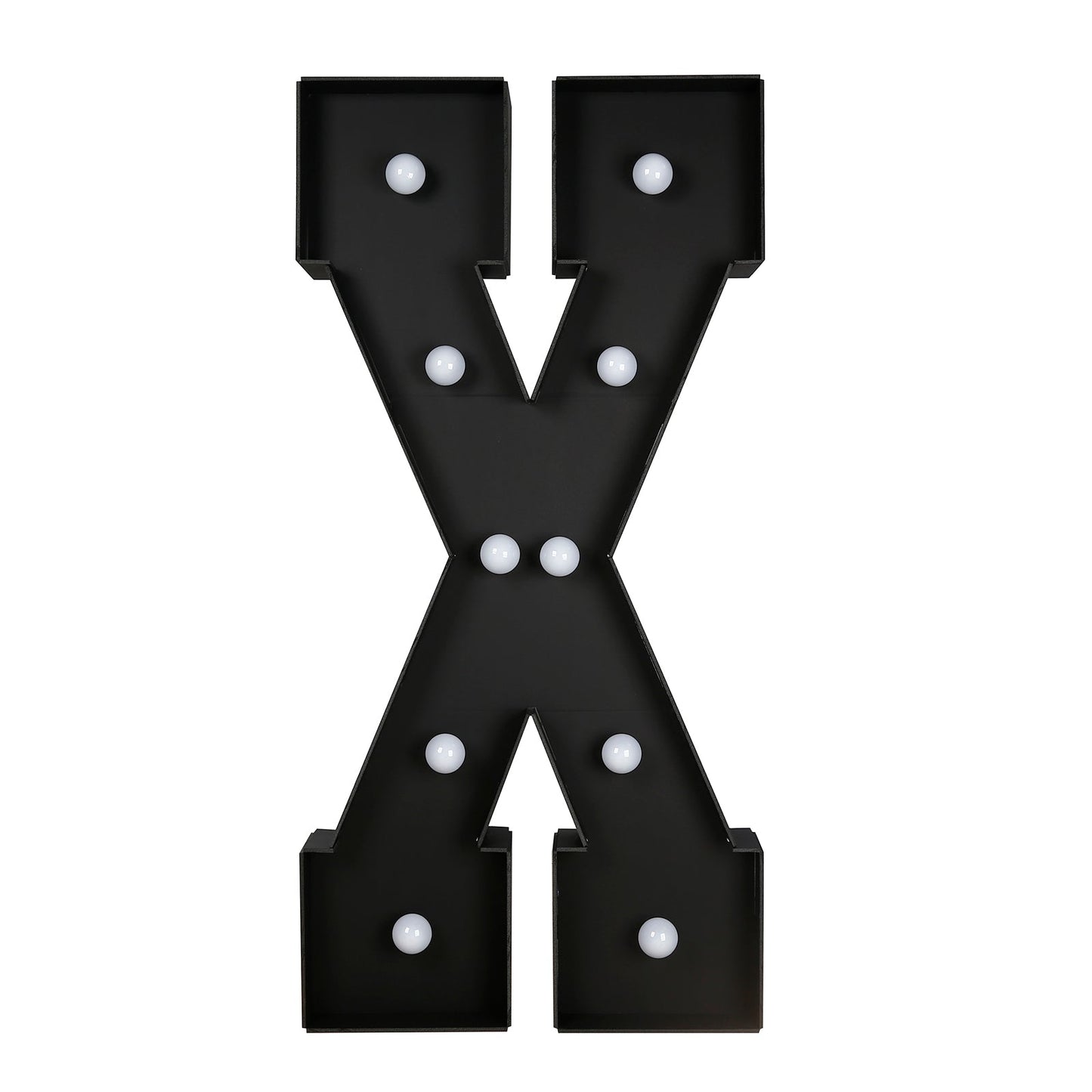 Giant LED Marquee Light Up Letter "X", Black 4ft Pre-Cut Foam Board with 10 Warm White Battery Operated LEDs, Glue Gun and Sticks