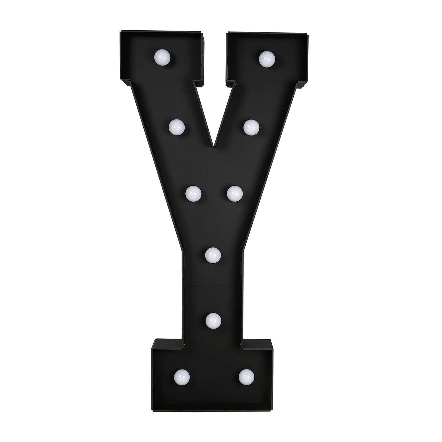 Giant LED Marquee Light Up Letter "Y", Black 4ft Pre-Cut Foam Board with 10 Warm White Battery Operated LEDs, Glue Gun and Sticks