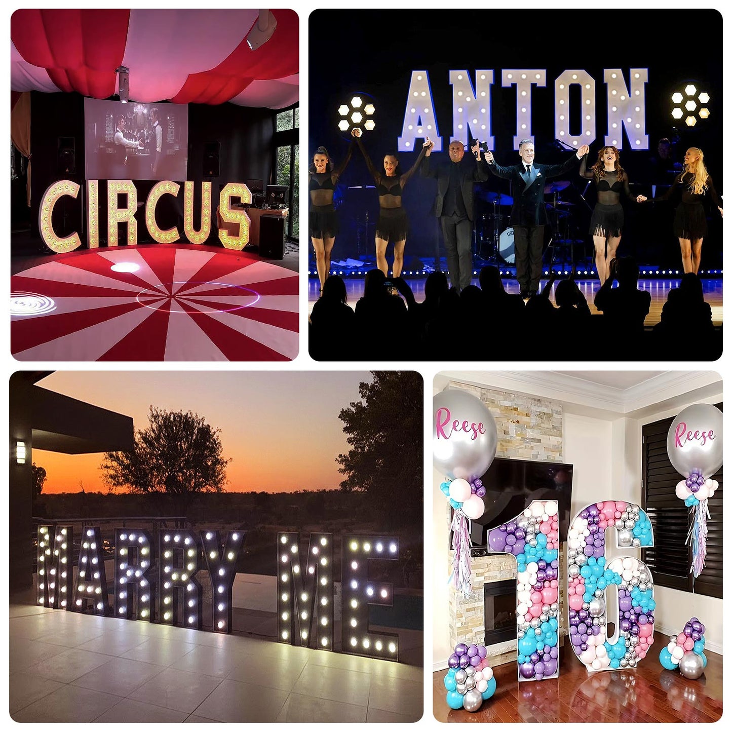 Giant LED Marquee Light Up Letter "L", Gold 4ft Pre-Cut Foam Board with 10 Warm White Battery Operated LEDs, Glue Gun and Sticks