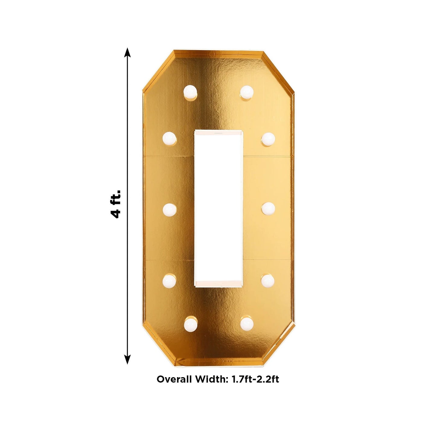 Giant LED Marquee Light Up Letter "O", Gold 4ft Pre-Cut Foam Board with 10 Warm White Battery Operated LEDs, Glue Gun and Sticks