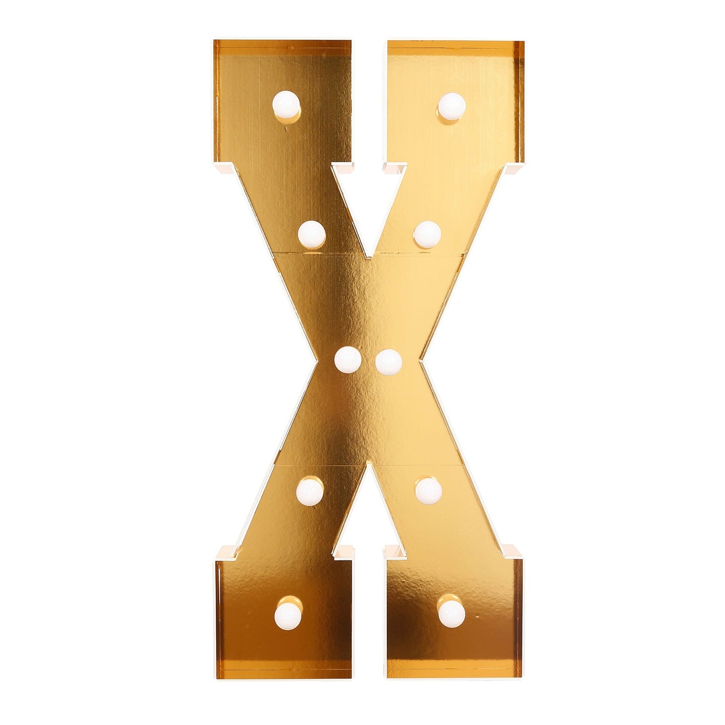 Giant LED Marquee Light Up Letter "X", Gold 4ft Pre-Cut Foam Board with 10 Warm White Battery Operated LEDs, Glue Gun and Sticks