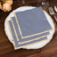 50-Pack Paper Beverage Napkins with Gold Foil Edge Dusty Blue - Disposable 2 Ply Cocktail Napkins for Events 6.5"x6.5"