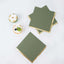 50-Pack Paper Beverage Napkins with Gold Foil Olive Green - Disposable 2 Ply Cocktail Napkins for Events 6.5"x6.5"