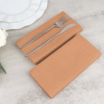 20 Pack Linen-Like Paper 8.5"x4" Napkins Terracotta (Rust) - Highly Absorbent & Disposable Airlaid Guest Towels