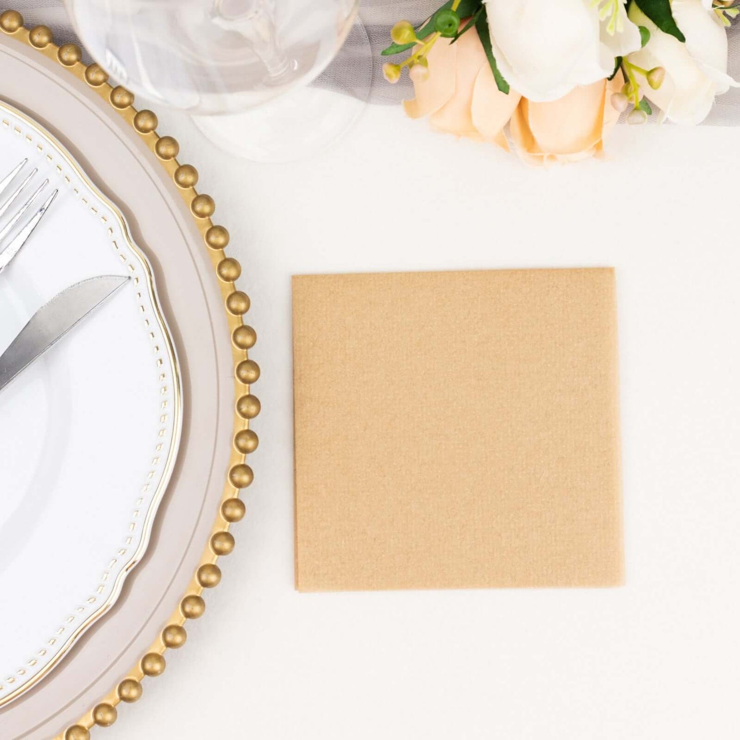 20 Pack Linen-Like Paper 5"x5" Napkins Natural - Highly Absorbent Airlaid Napkins