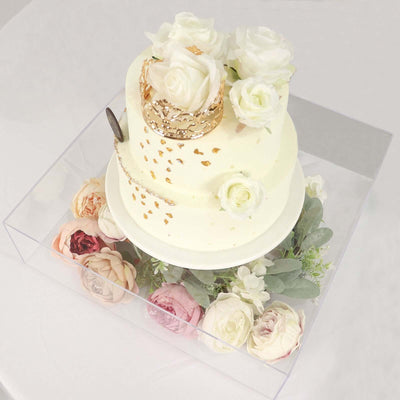 Acrylic Cake Box Stand Pedestal Riser Transparent Clear - Decorative Display for Weddings 18"x18"