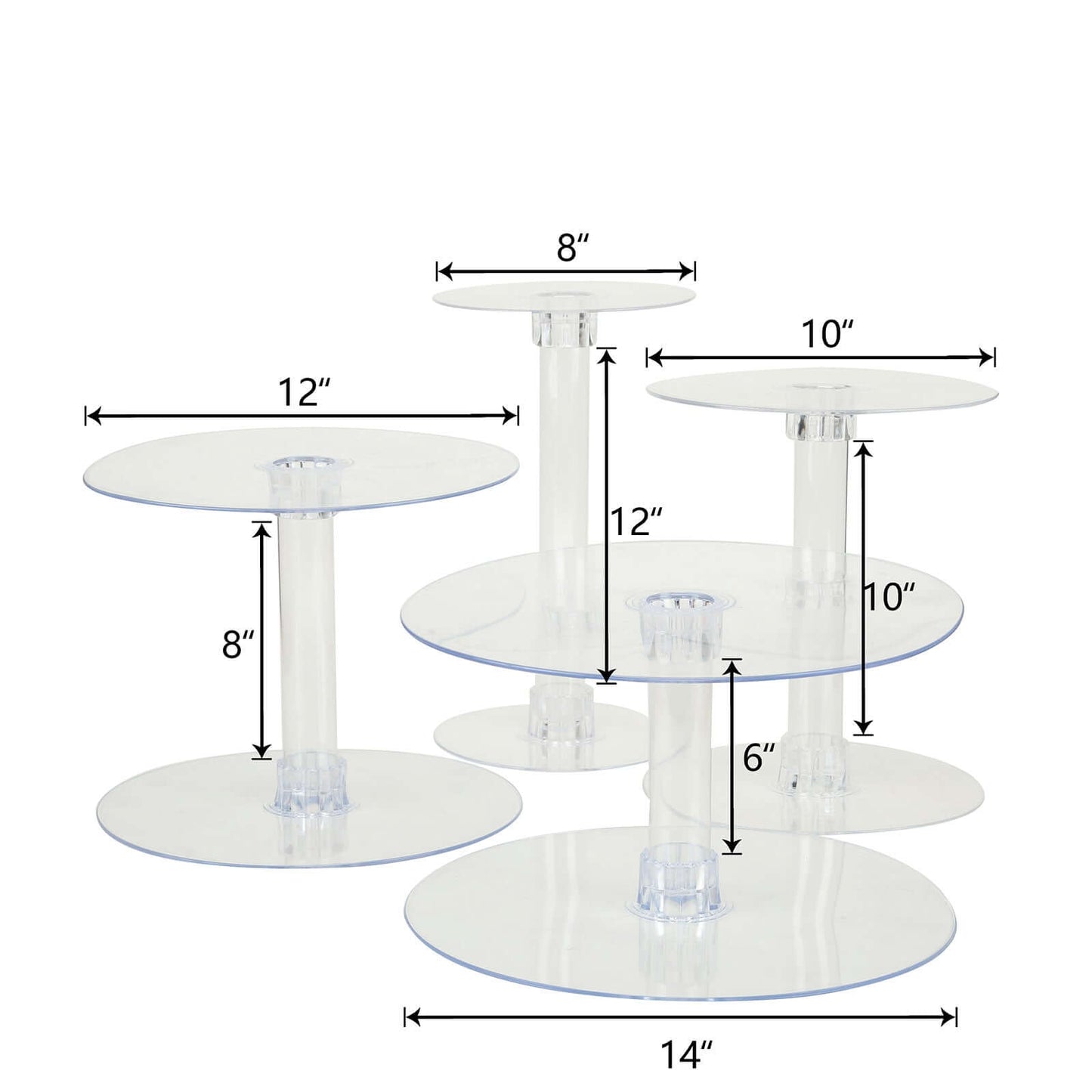 4-Tier Acrylic XL Cake Stand Set Clear - Assorted Sizes for Buffet Party Tables