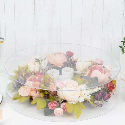 Acrylic Cake Stand Display Box Transparent Clear 18’’ Round - Decorative Pedestal Riser for Weddings - Decorations