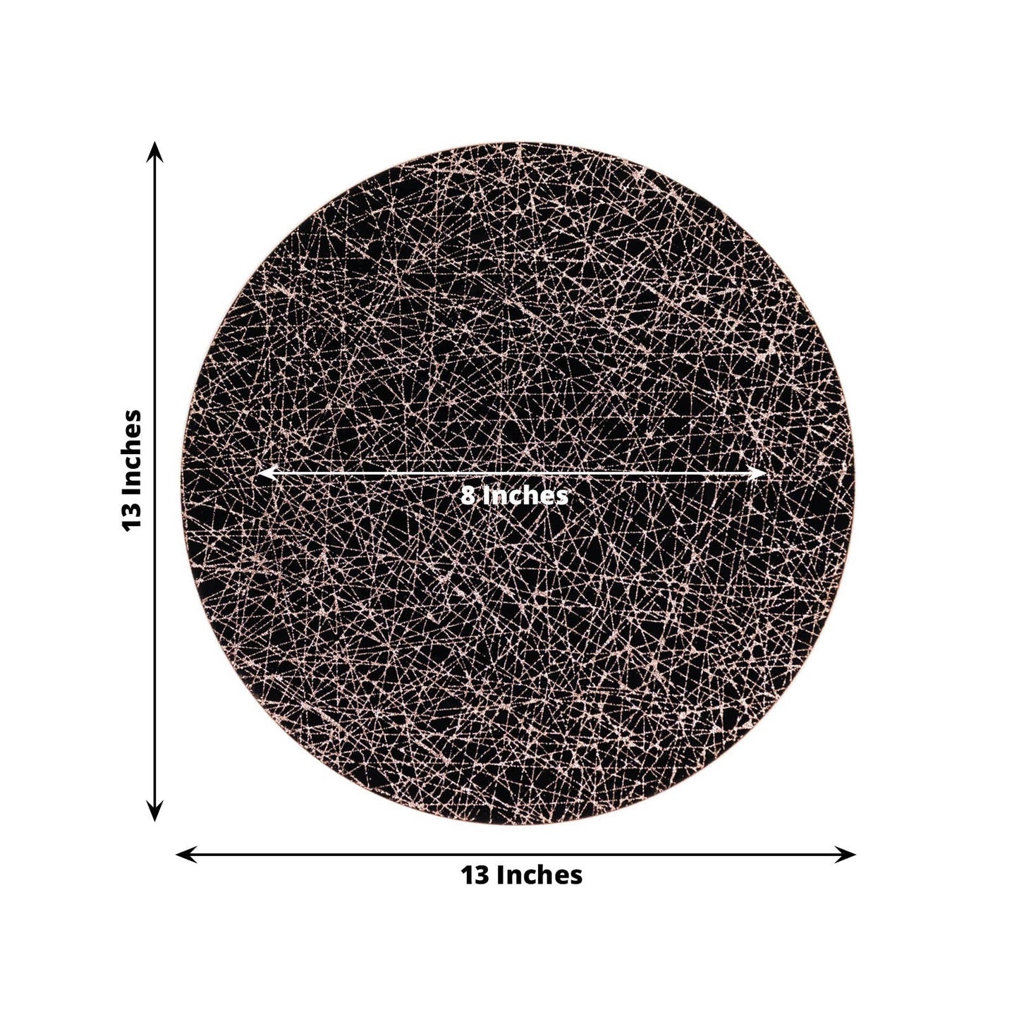 6-Pack Acrylic Round Charger Plates 13" in Black with Gold Glitter Abstract Lines Pattern, Decorative Dinner Party Charger Tableware