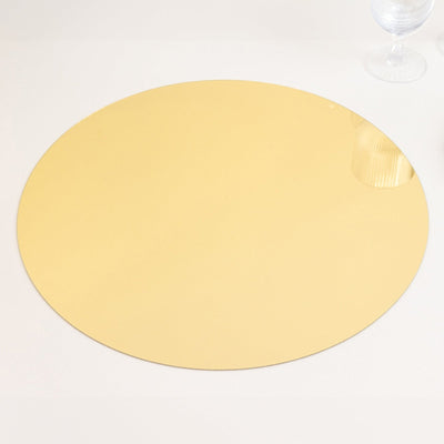 10-Pack Candle Plate Circle Acrylic Mirror Tray Gold Round - Event Display Decor 16"