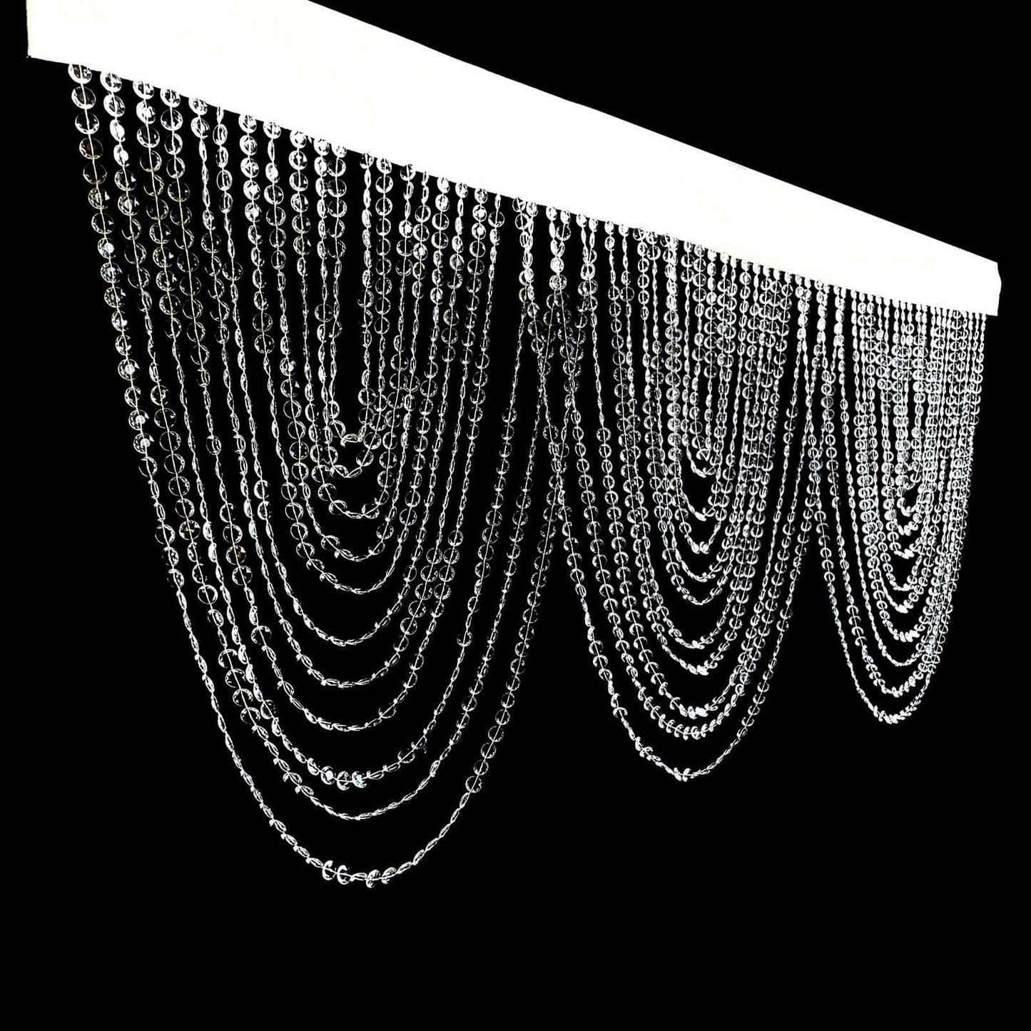 2 Pack Acrylic Crystal Beaded Curtain Valance with Polyester Rod Pocket, 23"x42" Triple Swag Diamond Cut Doorway Curtains