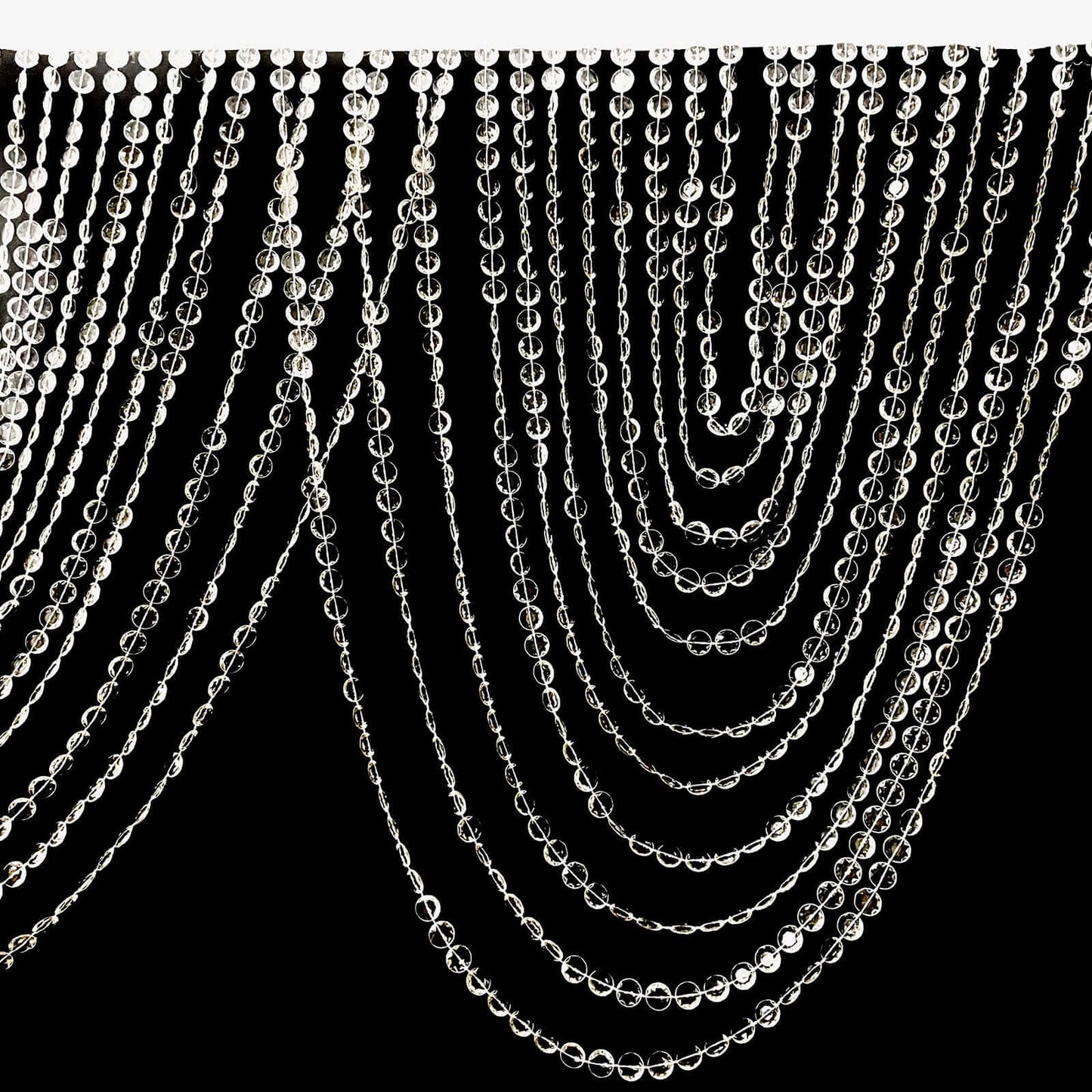 2 Pack Acrylic Crystal Beaded Curtain Valance with Polyester Rod Pocket, 23"x42" Triple Swag Diamond Cut Doorway Curtains