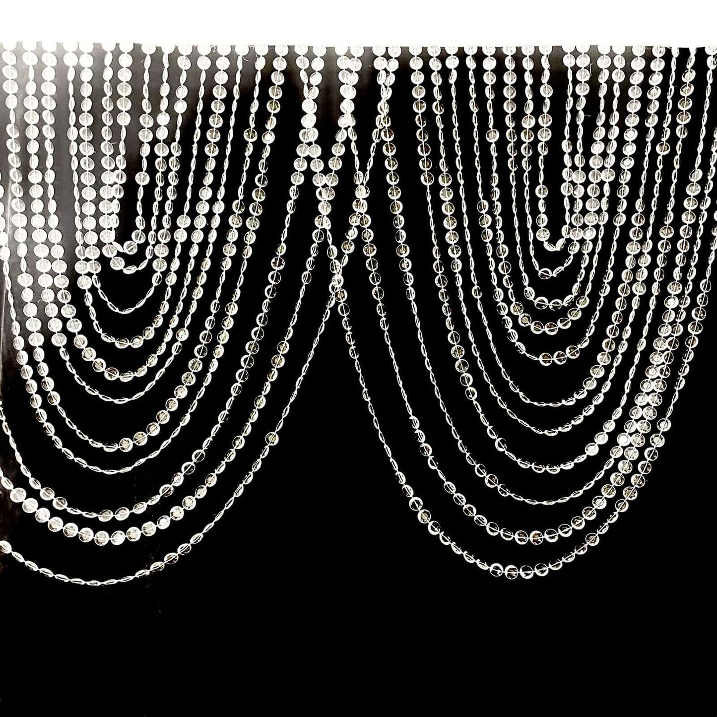 2 Pack Acrylic Crystal Beaded Curtain Valance with Polyester Rod Pocket, 23"x42" Triple Swag Diamond Cut Doorway Curtains