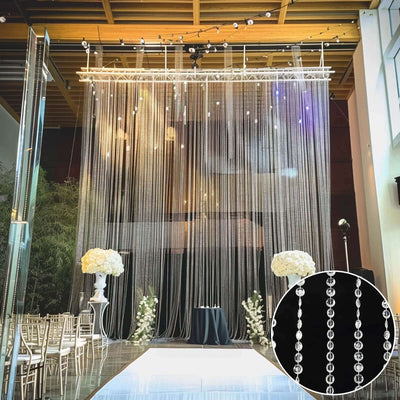 Acrylic Crystal Beaded Curtain with Fabric Rod Pocket 43 Strands Room Divider Clear Diamond Cut Beads Doorway String
