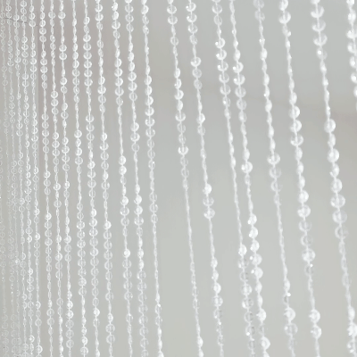 Acrylic Crystal Beaded Curtain with Fabric Rod Pocket 43 Strands Room Divider Clear Diamond Cut Beads Doorway String