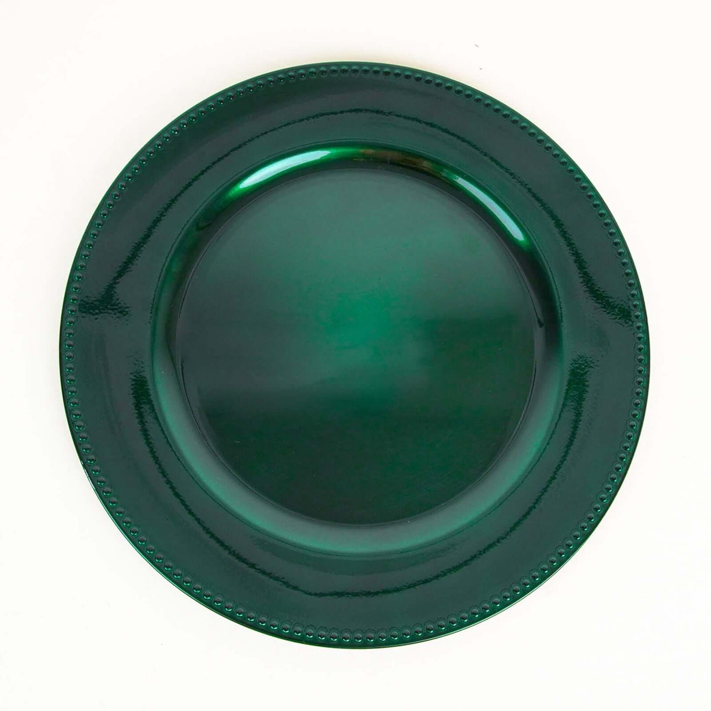 6-Pack Acrylic Round Charger Plates 13" in Hunter Emerald Green with Beaded Rim, Dinner Charger Event Tabletop Decor