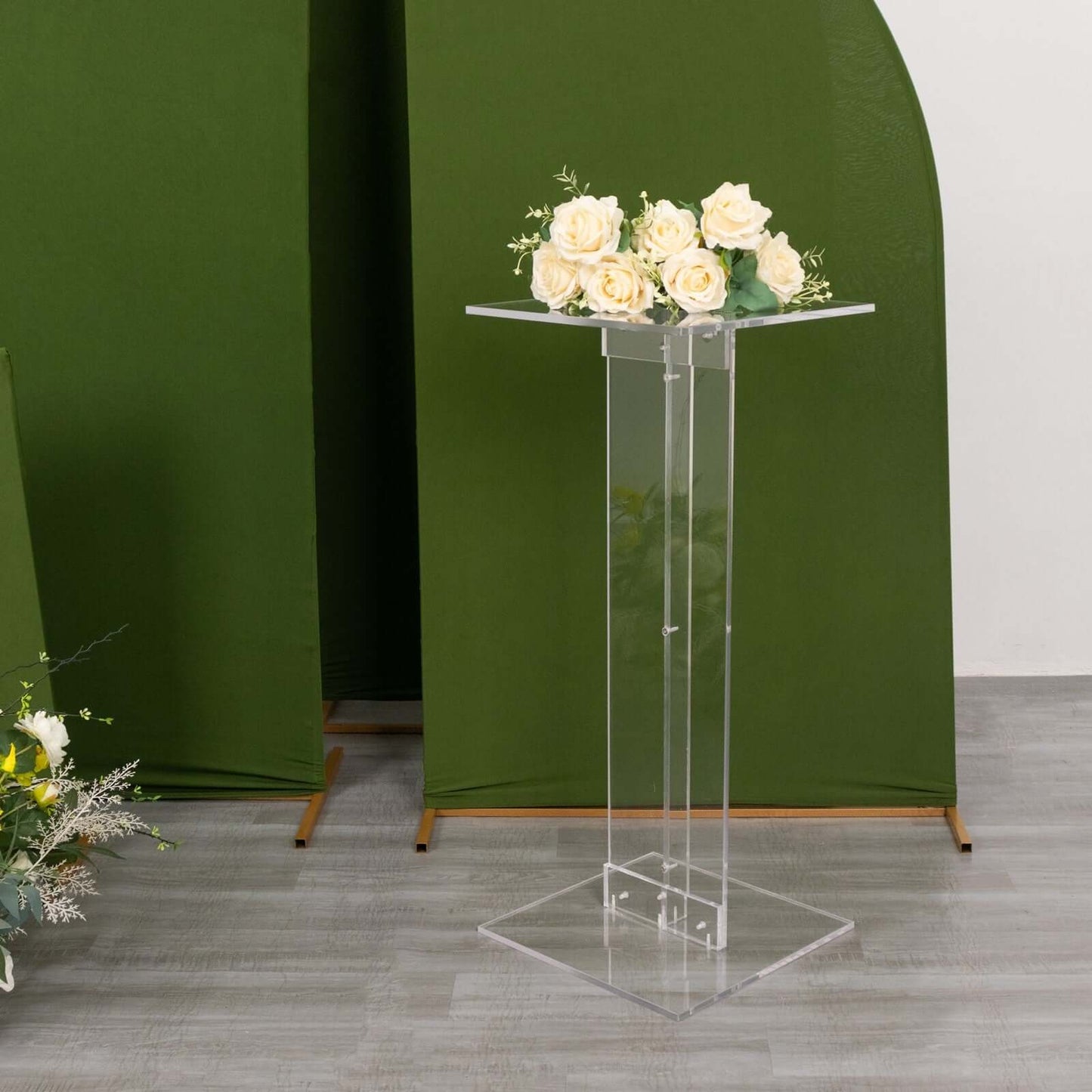 Acrylic Display Stand Flower Pedestal with Square Bases Clear - Durable 10mm Thick Table Centerpiece 32"