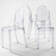 4 Pack Stackable Clear Acrylic Ghost Banquet Chairs with Oval Back, Fully Assembled Armless Event Accent Chair