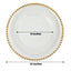 6-Pack Acrylic Round Charger Plates 13" in Clear Gold Glittered with Beaded Rim, Decorative Dinner Party Serving Plates